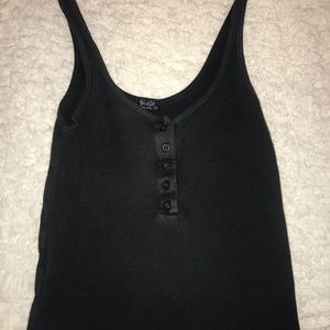 John Galt black tank top w buttons